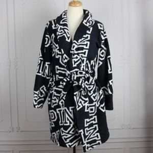 PINK black and white fluffy robe